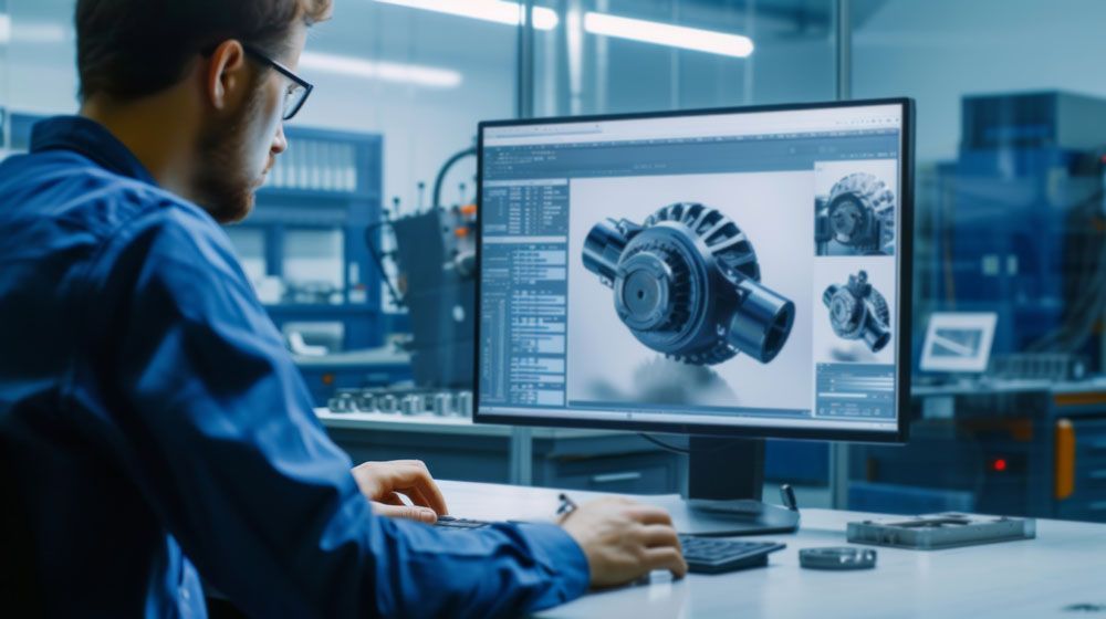 Ingénieur qui travaille sur le modèle 3D d'une pièce