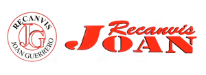 Un logotipo rojo y blanco para Recanvis Joan.