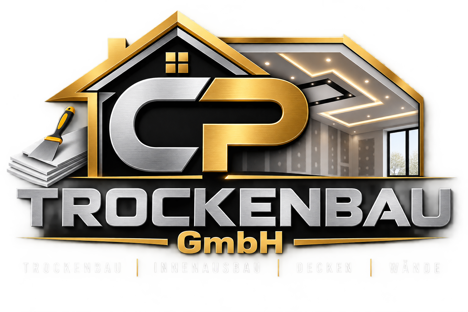 Blaues Logo der Firma CP Trockenbau GmbH
