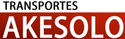 Logotipo con “TRANSPORTES AKESOLO” en texto negro sobre fondo blanco y rojo.