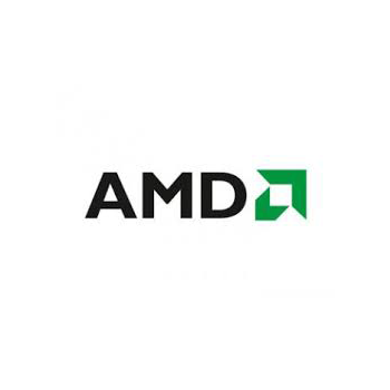 El logotipo de AMD es negro y verde sobre un fondo blanco.
