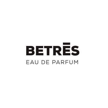 El logotipo de Betres Eau de Parfum es en blanco y negro sobre un fondo blanco.