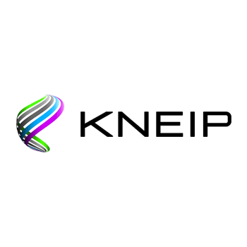 Un logotipo colorido para kneip sobre un fondo blanco.