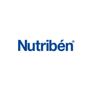 El logotipo de Nutriben es azul y blanco sobre un fondo blanco.