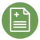 Un círculo verde con un icono blanco de un papel con un signo más encima.