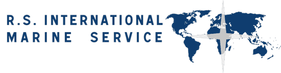 Ein Logo für RS International Marine Service mit einer Weltkarte