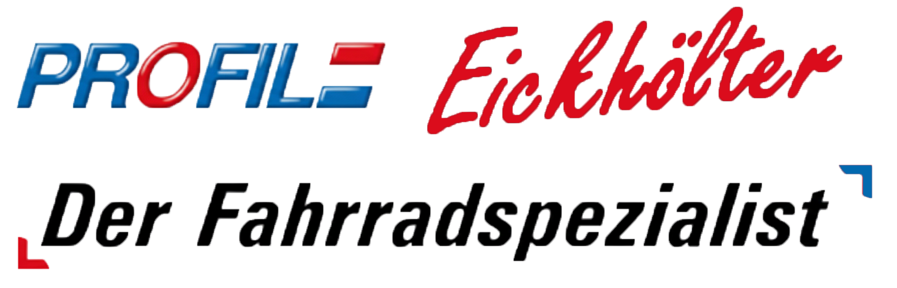 Logo for Profile Eickholter, with blue and red text and the slogan &ldquo;Der Fahrradspezialist&rdquo;