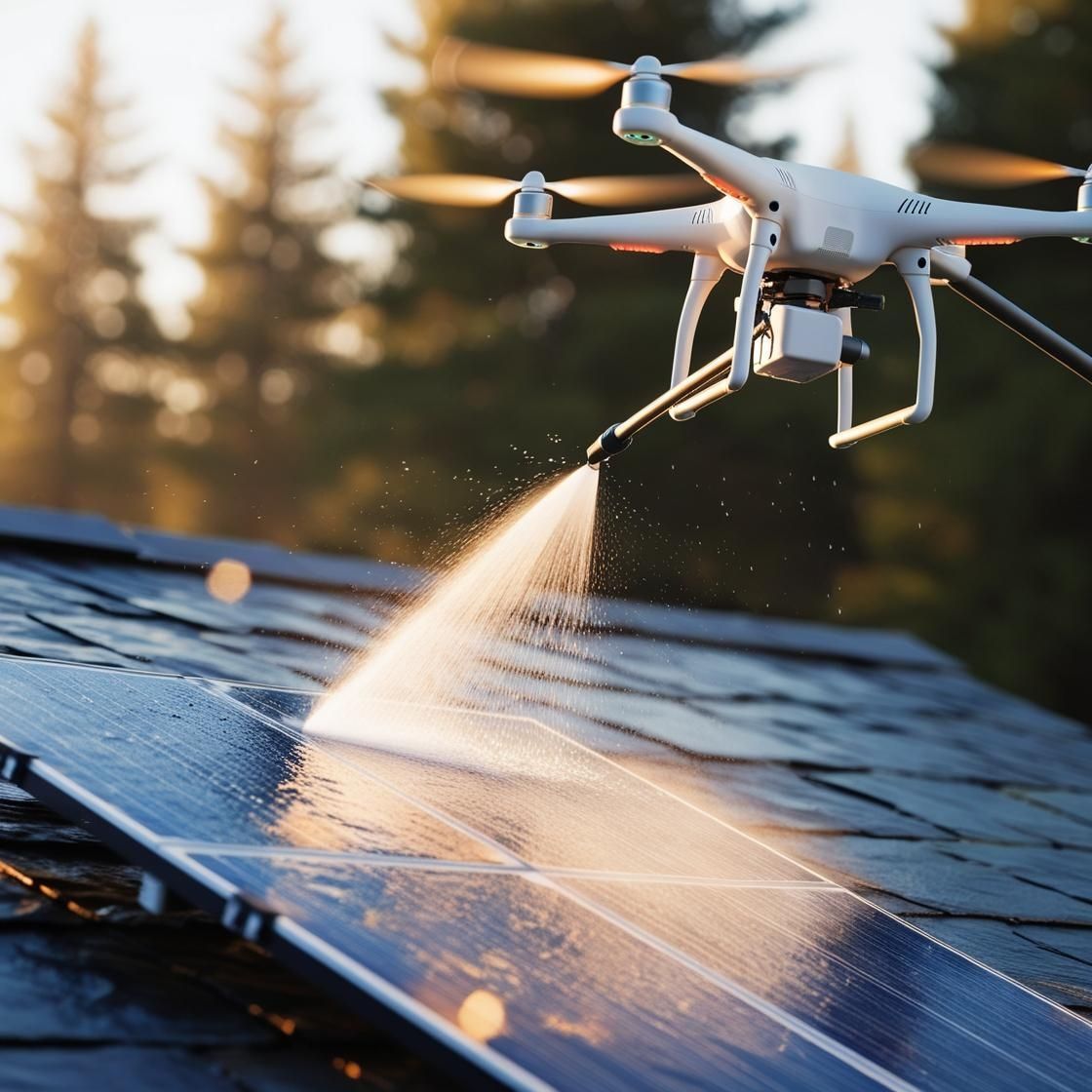 Un drone et des panneaux solaires
