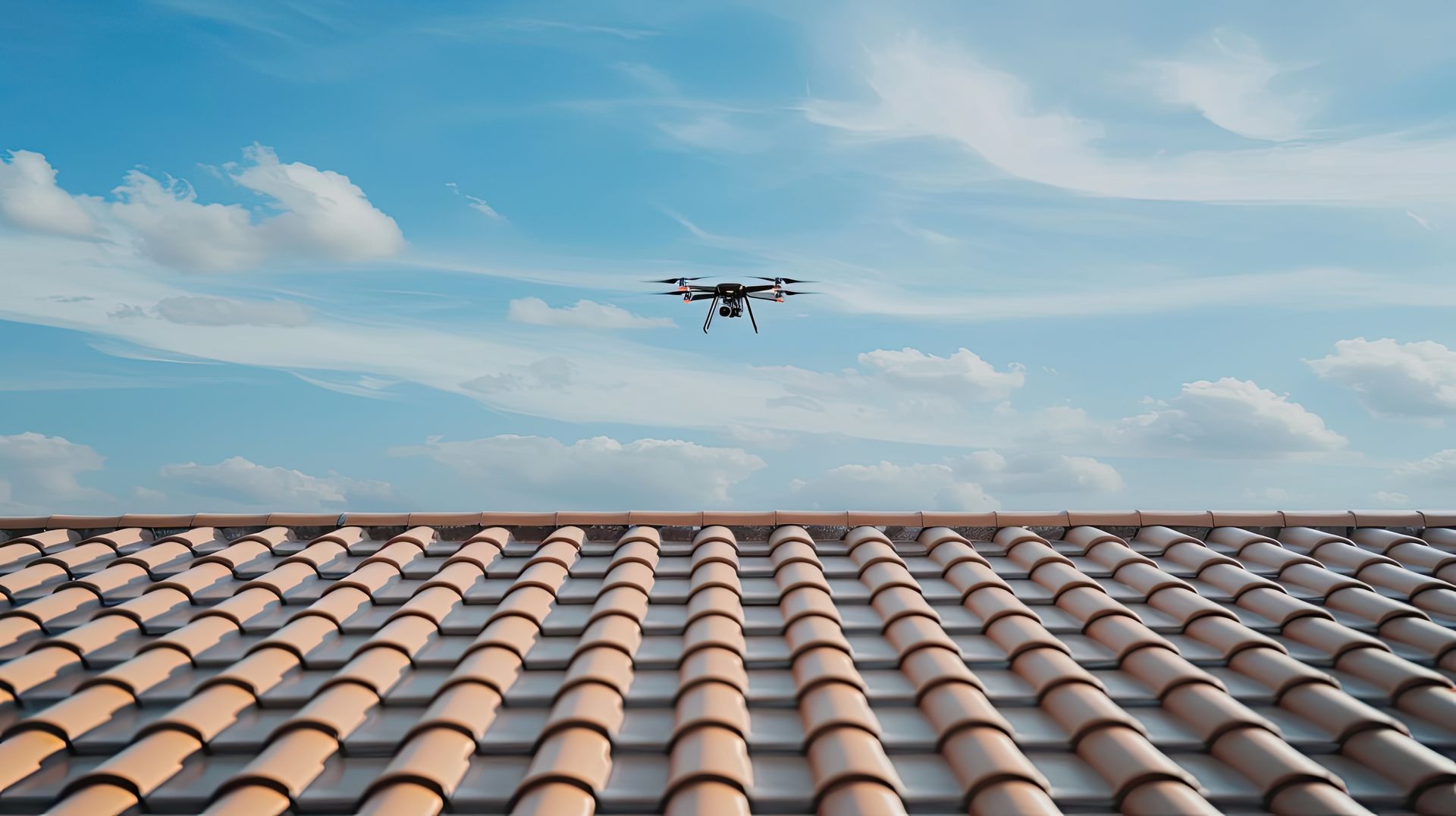 Un drone au-dessus d'un toit
