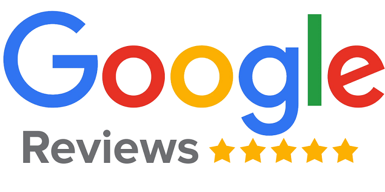 Un logotipo de revisión de Google con cinco estrellas.
