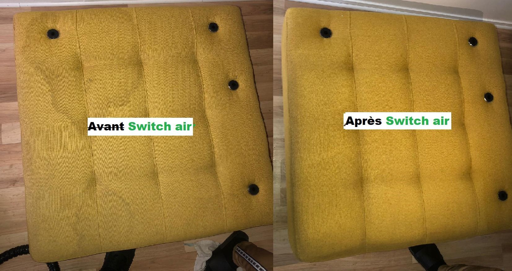 Avant après nettoyage d'un coussin