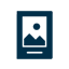 Dunkelblaues Symbol eines Mobiltelefons mit einem Bergbild auf dem Bildschirm.