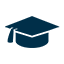Dunkelblaue Abschlusskappe, die für Bildung oder Leistung steht.