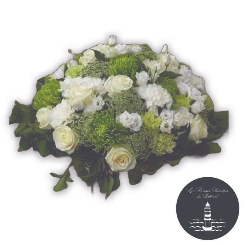 Coussin rond vert et blanc