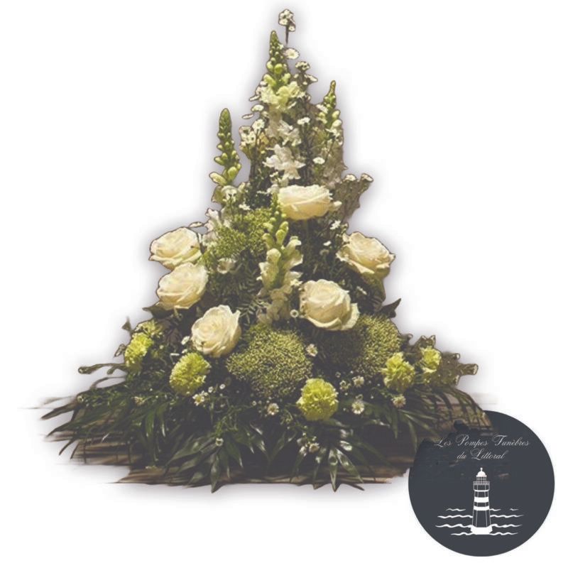 Coussin conique vert et blanc