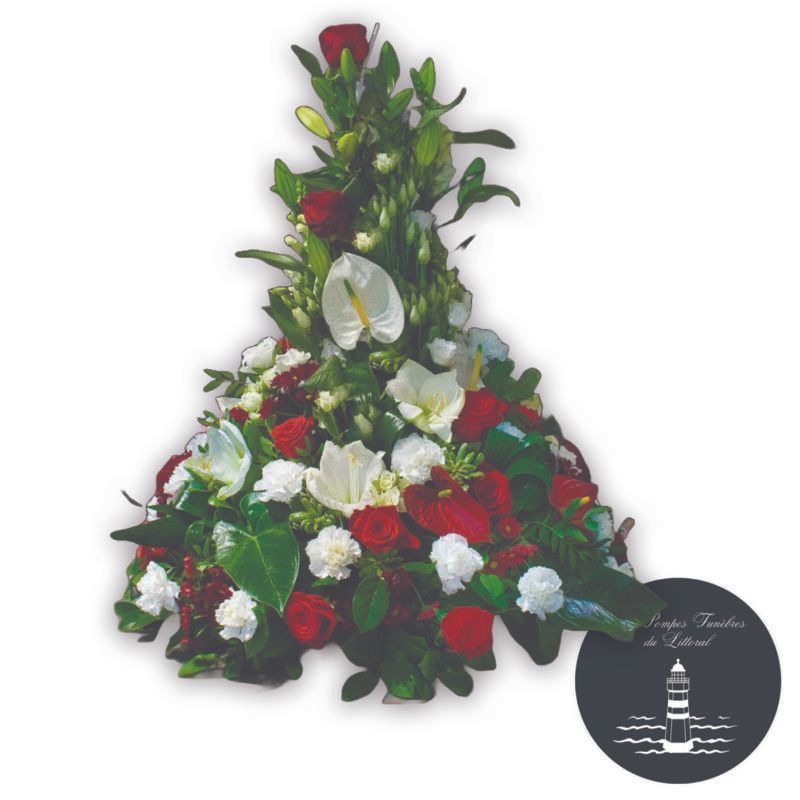 Coussin conique rouge et blanc