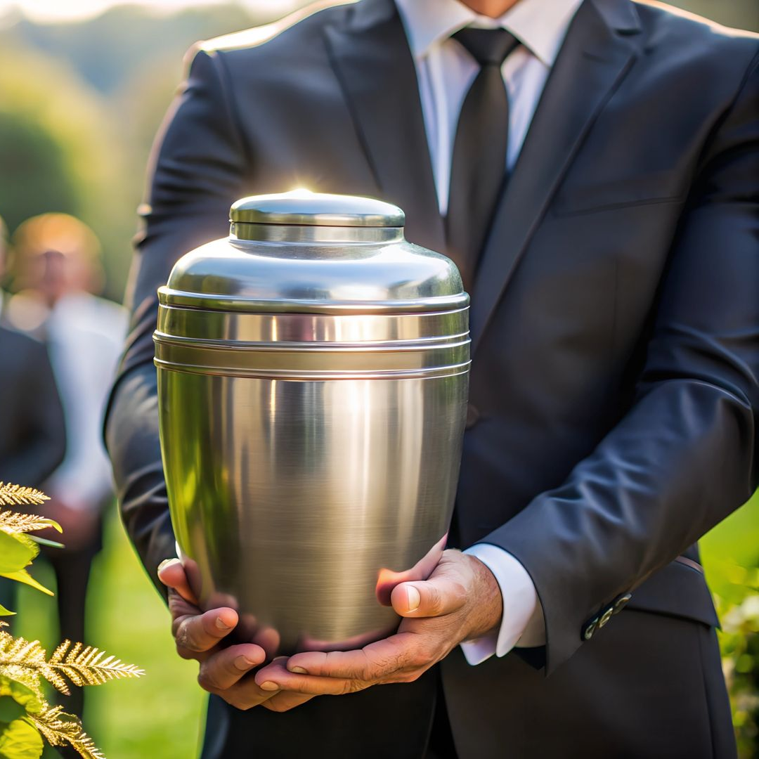 Homme qui tient une urne