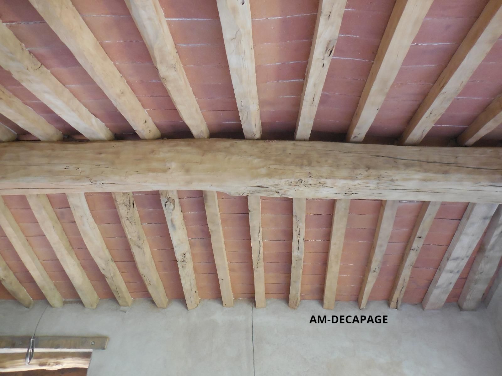 Charpente fermière avec poutre centrale après