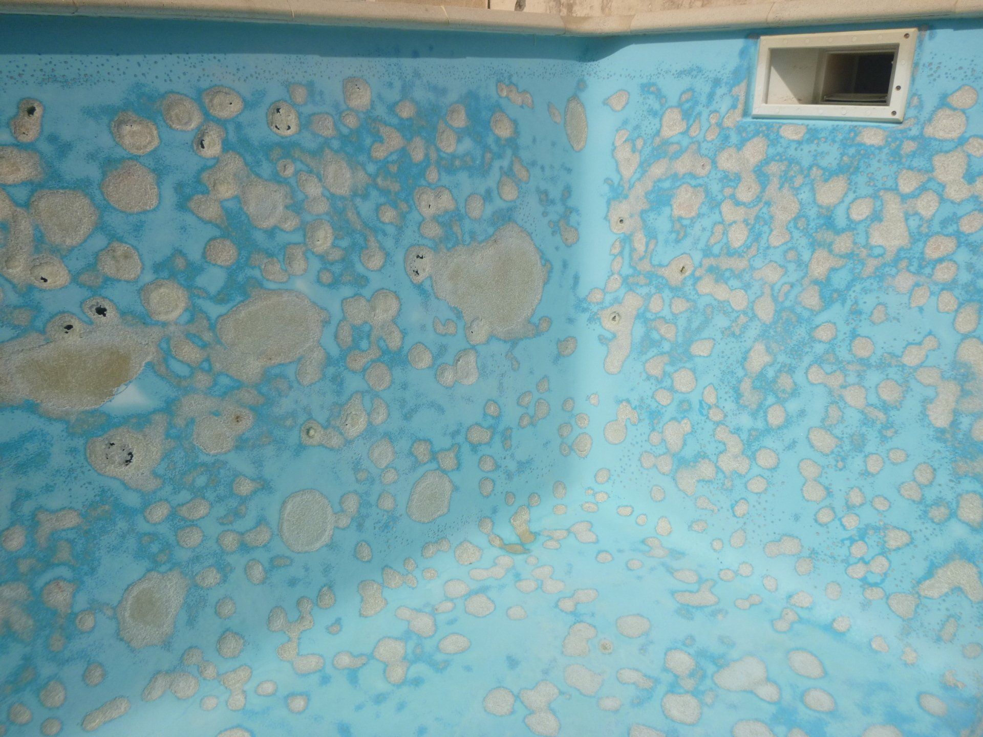 Coque de piscine après enlevement des bulles d'osmose