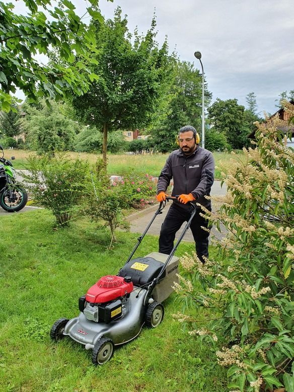 Eine Person klebt einen Karton mit Klebeband zu.