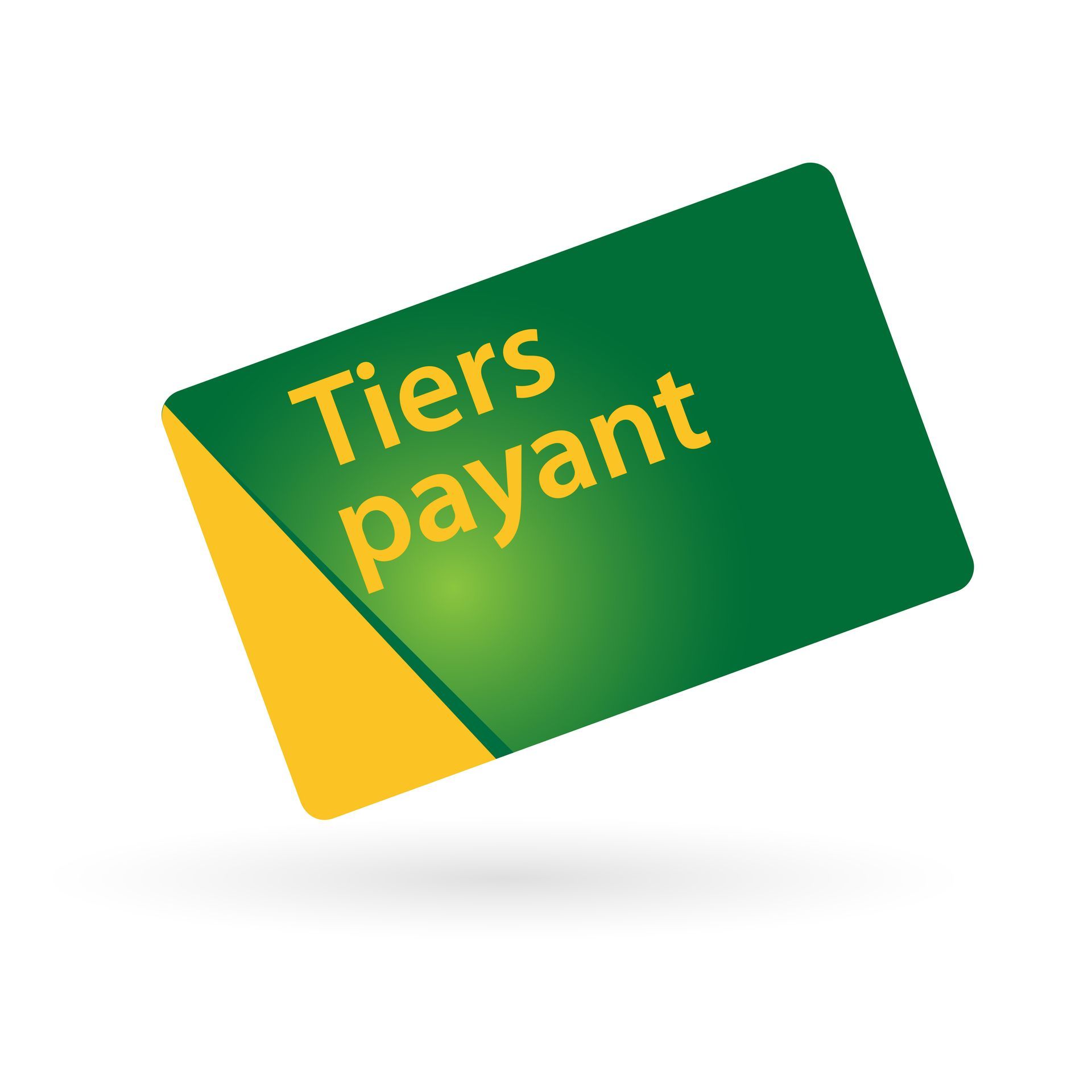 Carte Vitale verte et jaune portant la mention Tiers payant.