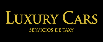Logotipo para servicio de taxis de lujo. Texto dorado sobre fondo negro.