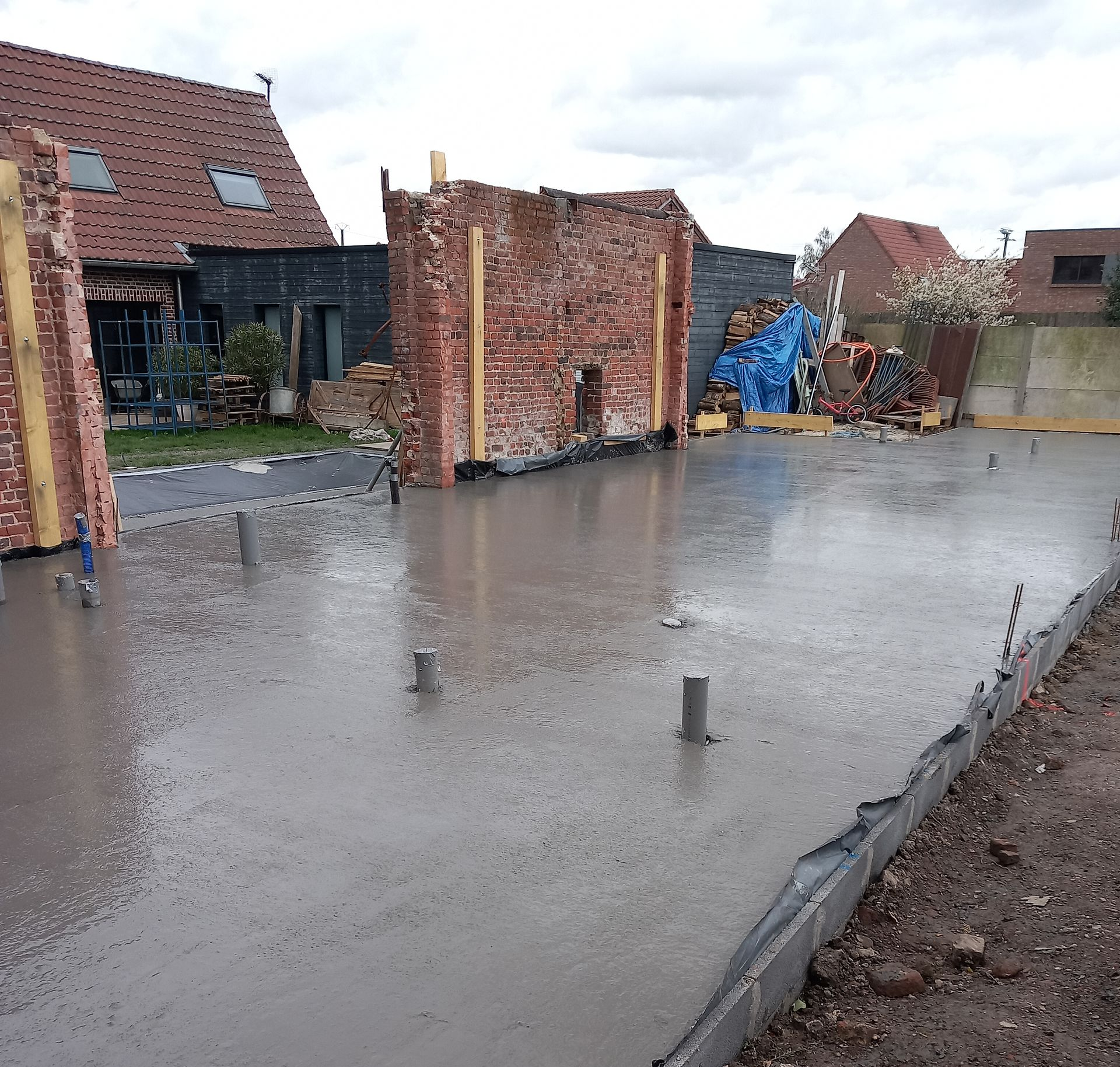 Une extension en construction