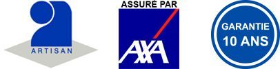Logos Artisan, AXA et Garantie 10 ans