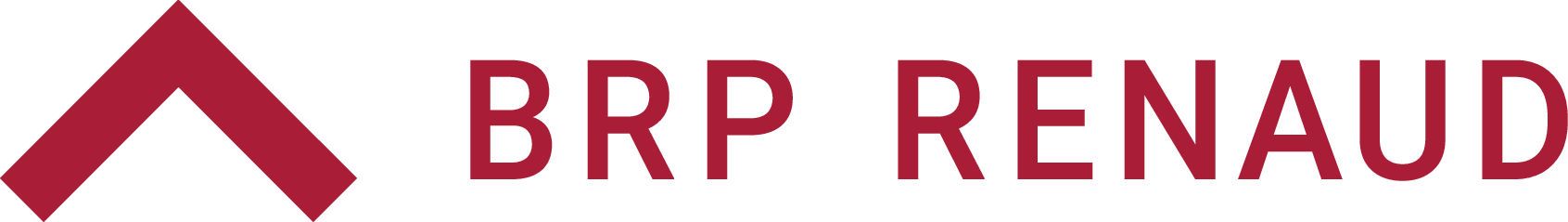Ein Logo für BRP Renaud mit einem roten Dreieck auf weißem Hintergrund