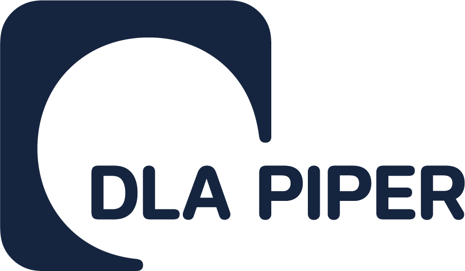 Ein blau-weißes Logo für DLA Piper