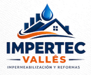 Logo de Impertec Vallés, impermeabilización y reformas, con techo azul y gota de agua