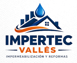 Logo de Impertec Vallés, impermeabilización y reformas, con techo azul y gota de agua