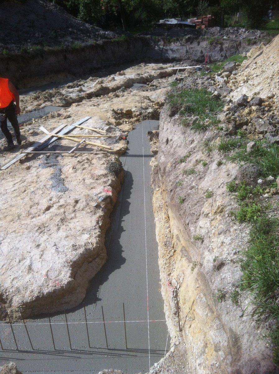 Pose des fondations pour vide sanitaire