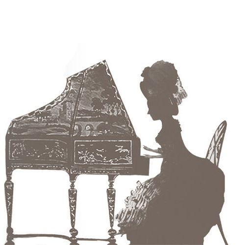 Illustration femme jouant du clavecin