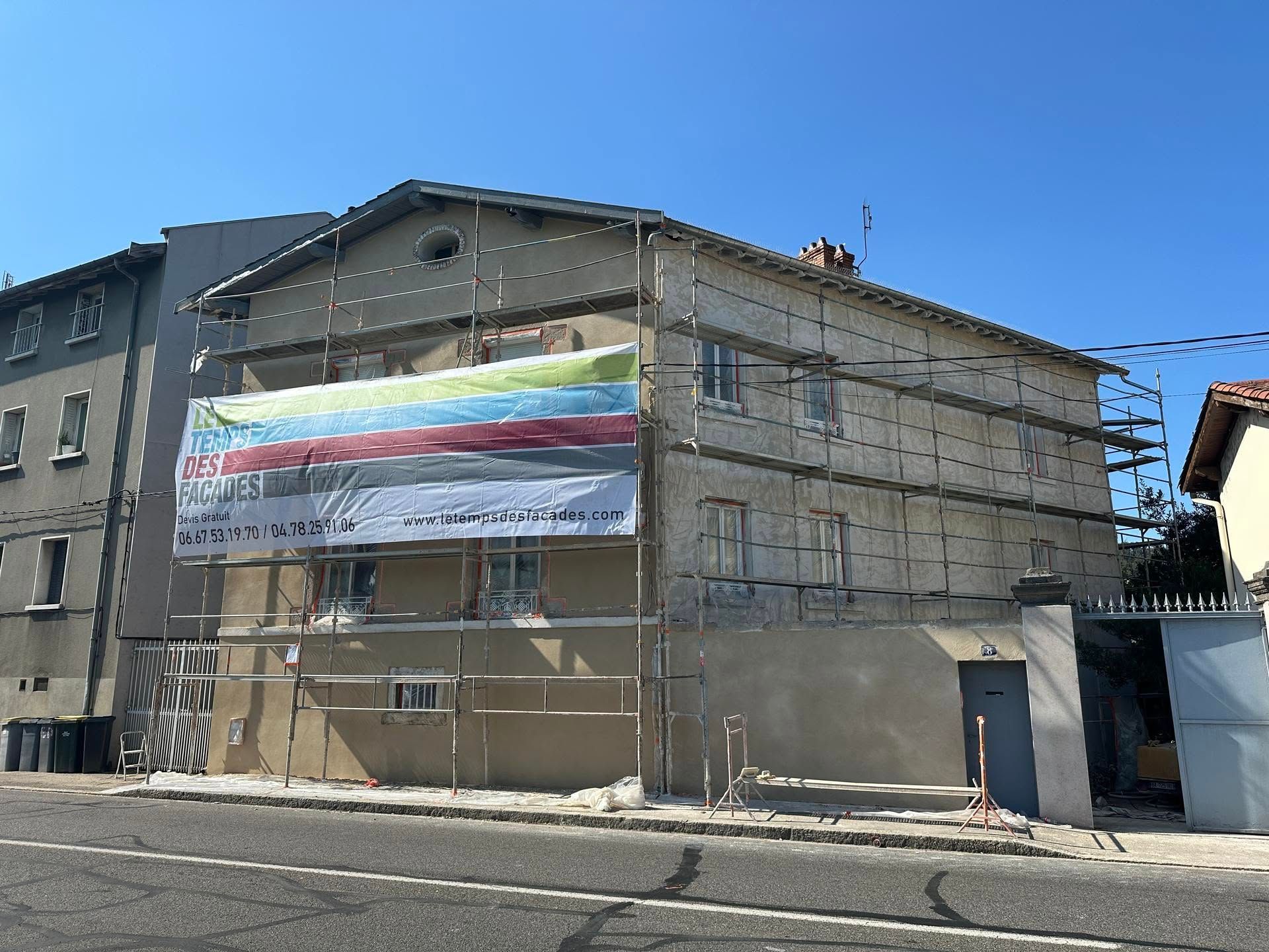 Façade de maison avec sous enduit à Lyon