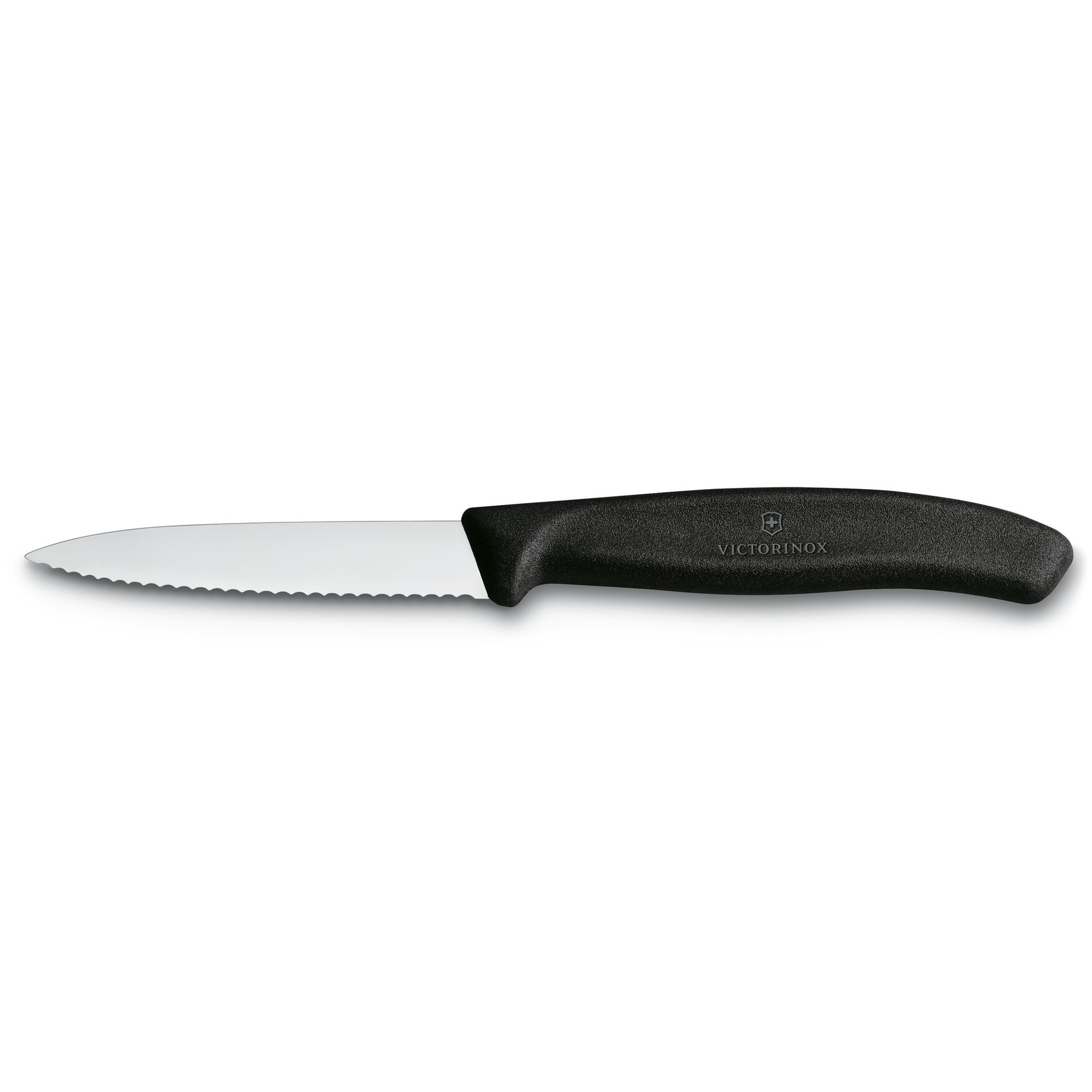 Couteau d'office SwissClassic, pointue, denté, 8 cm, noir Victorinox Au Logis Ameublements