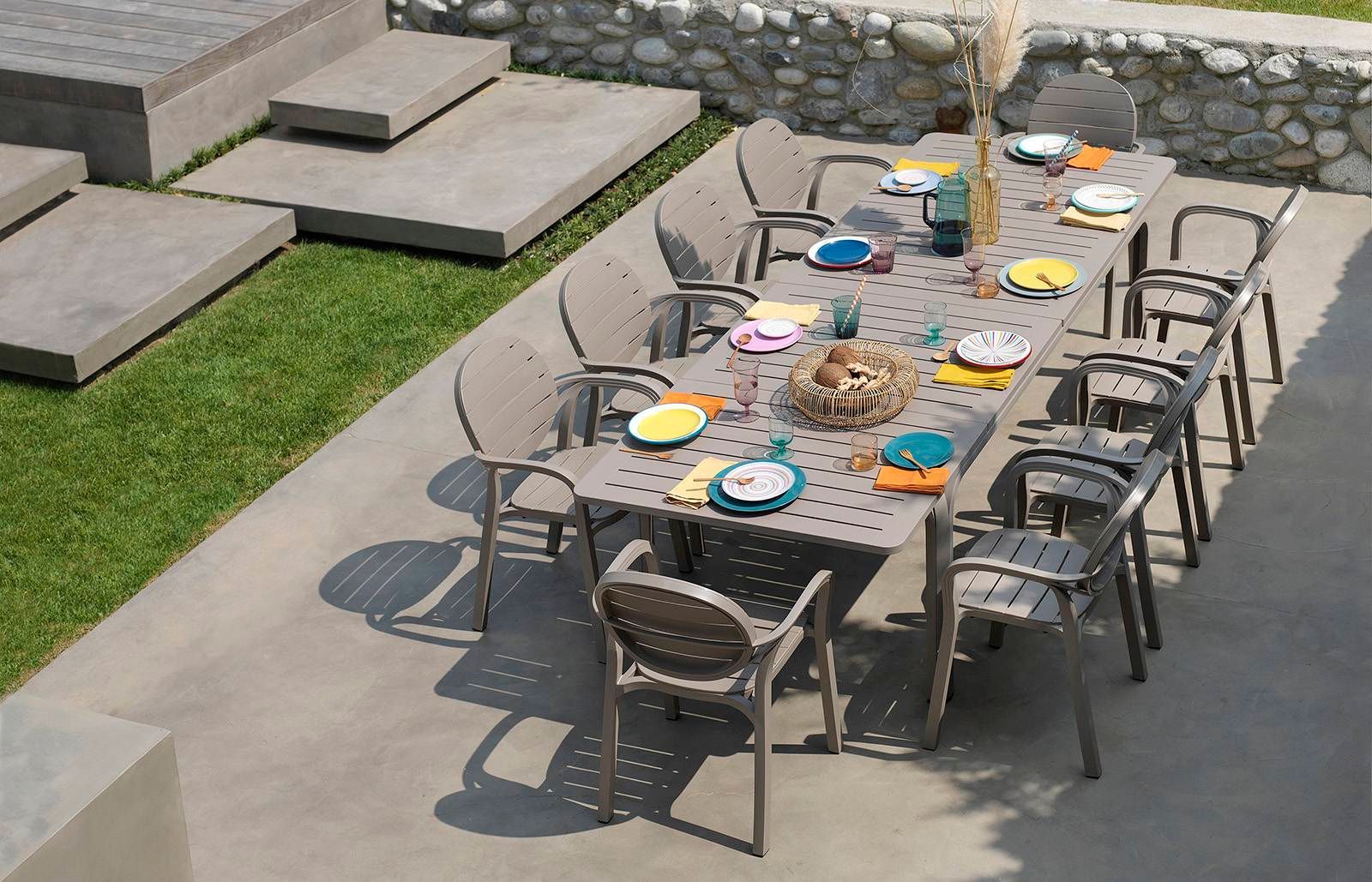 Table de jardin Alloro alu polypropylène fibre de verre extensible 210 Nardi