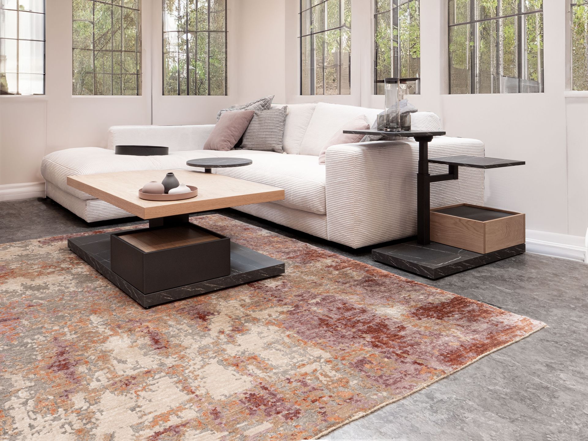 Table basse lift avec caisson 1 tiroir CT-1100-RL-WEI-GS, BK01-0400-GS-WEI, DA-0400-GS Vierhaus Au Logis Ameublements