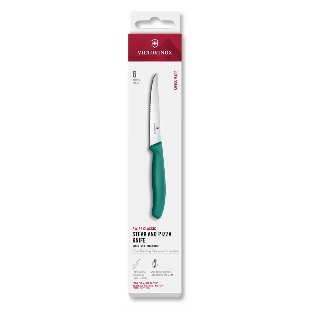 Swiss Classic, couteau à steak et à pizza, 6 pièces, 11 cm, vert chou frisé Victorinox Au Logis Ameublements
