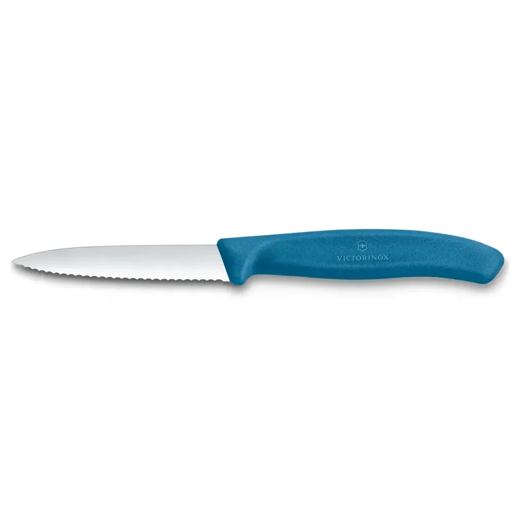 Swiss Classic, couteau d’office, 8 cm, tranchant denté bleu myrtille Victorinox Au Logis Ameublements