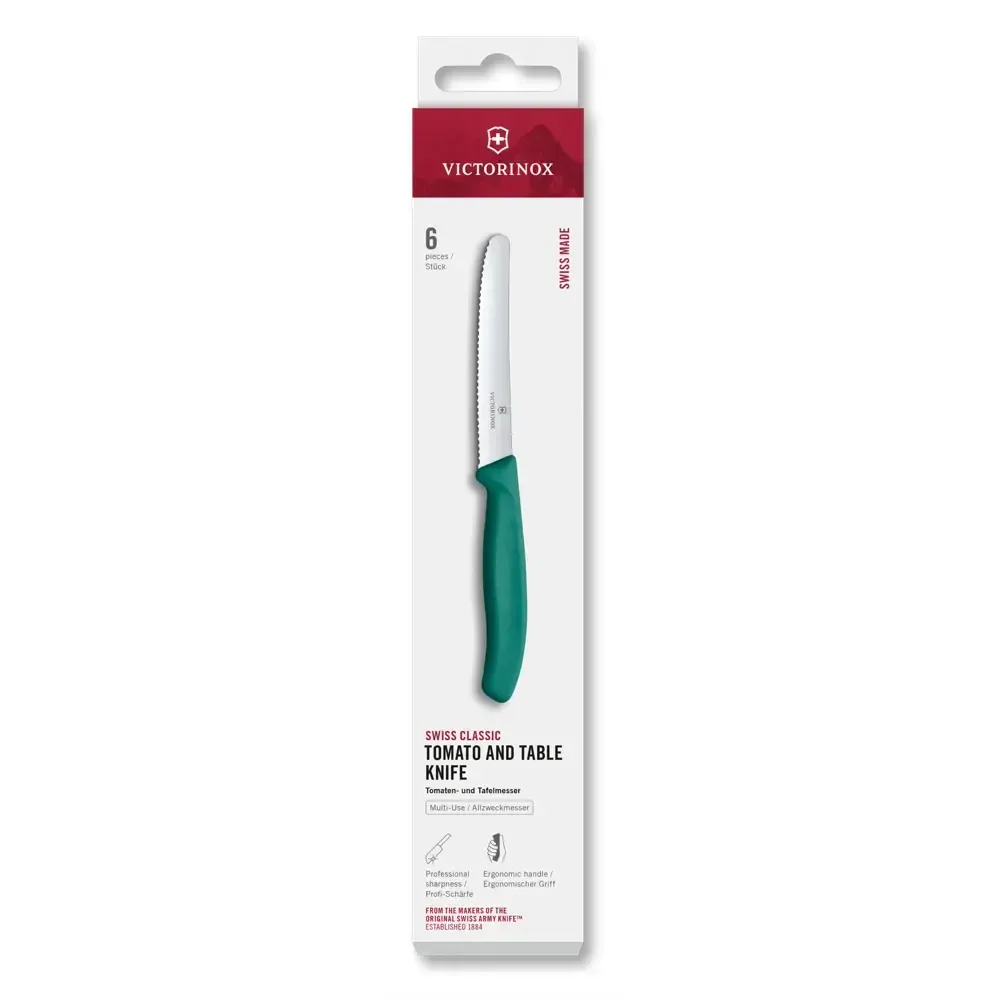 Swiss Classic, couteau à steak et à pizza, 6 pièces, 11 cm, vert chou frisé Victorinox Au Logis Ameublements