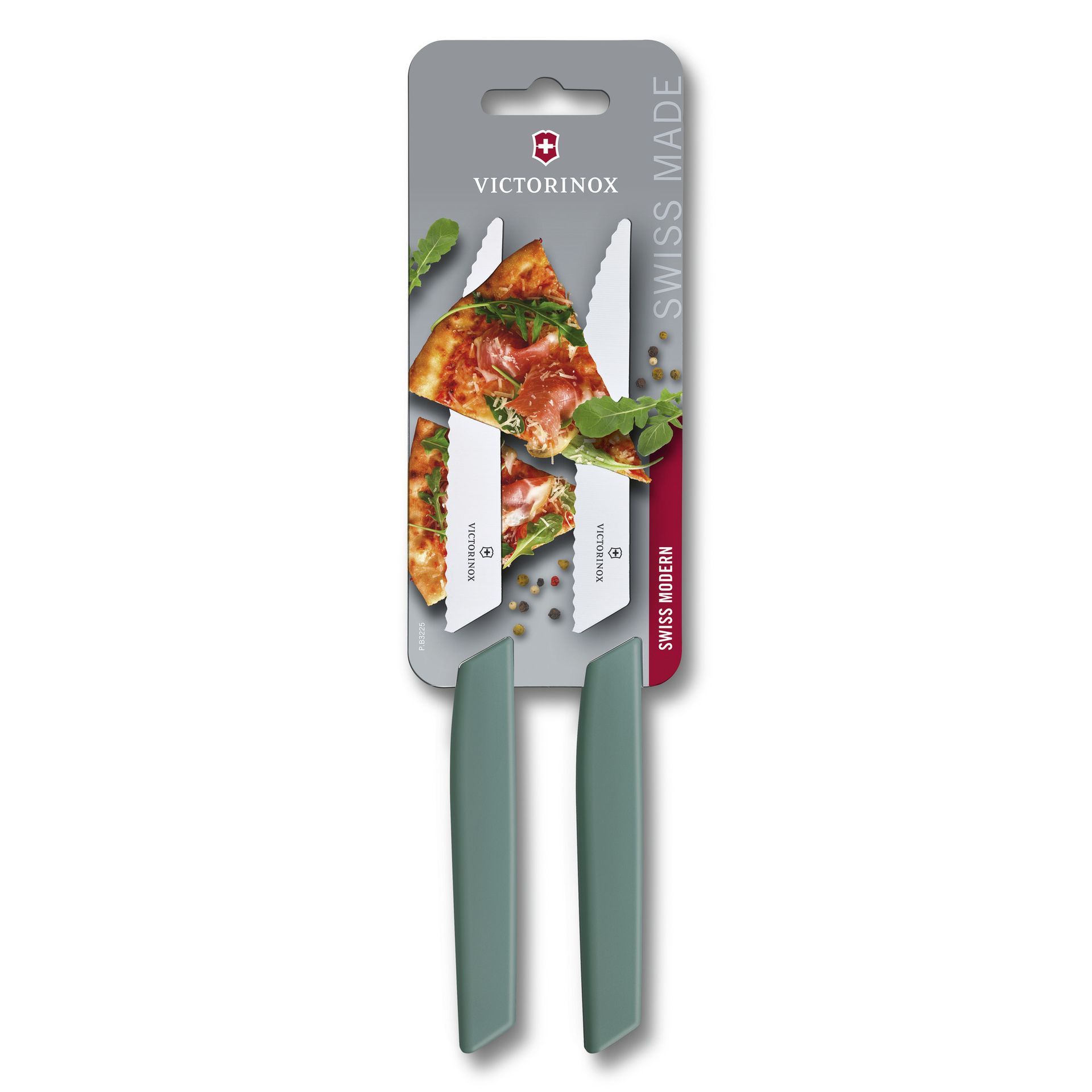 Swiss Modern, Steak & Pizza Knife, 2Pcs, Wavy, Sage, Blister Victorinox Au Logis Ameublements