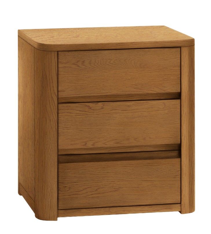 Table de nuit 3 tiroirs Koro Chêne cognac, brossé, huilé 91 Hasena Au Logis Ameublements