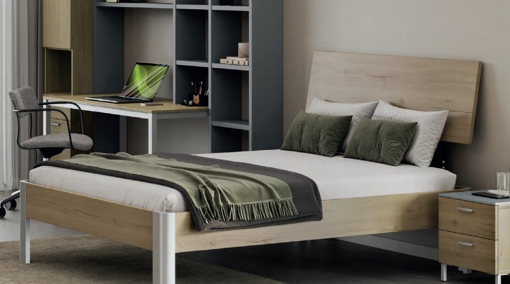 Cadre de lit  à pieds à barrettes haut + Tête de lit Window Omlin Au Logis Ameublements