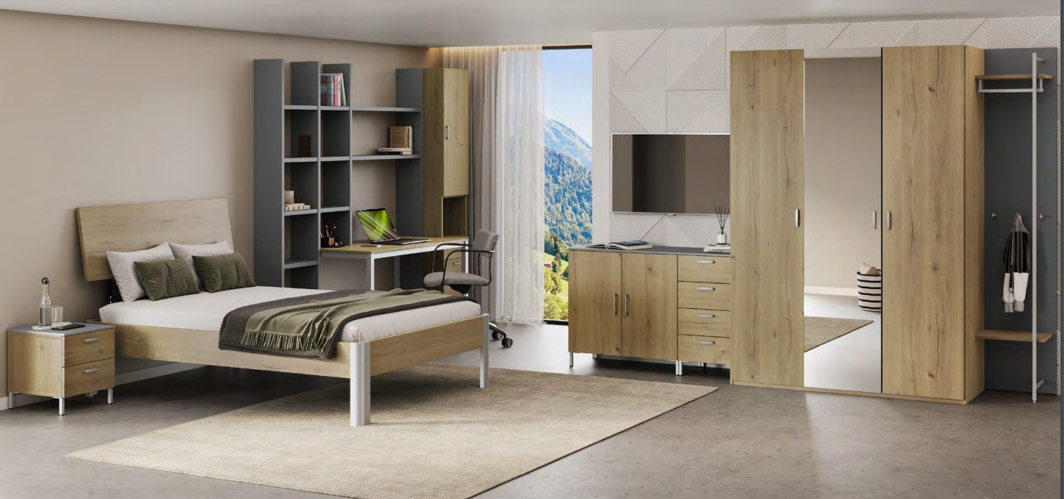 Cadre de lit  à pieds à barrettes haut + Tête de lit Window Omlin Au Logis Ameublements