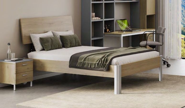 Cadre de lit à barrettes haut + tête de lit en une seule partie Window Omlin Au Logis Ameublements