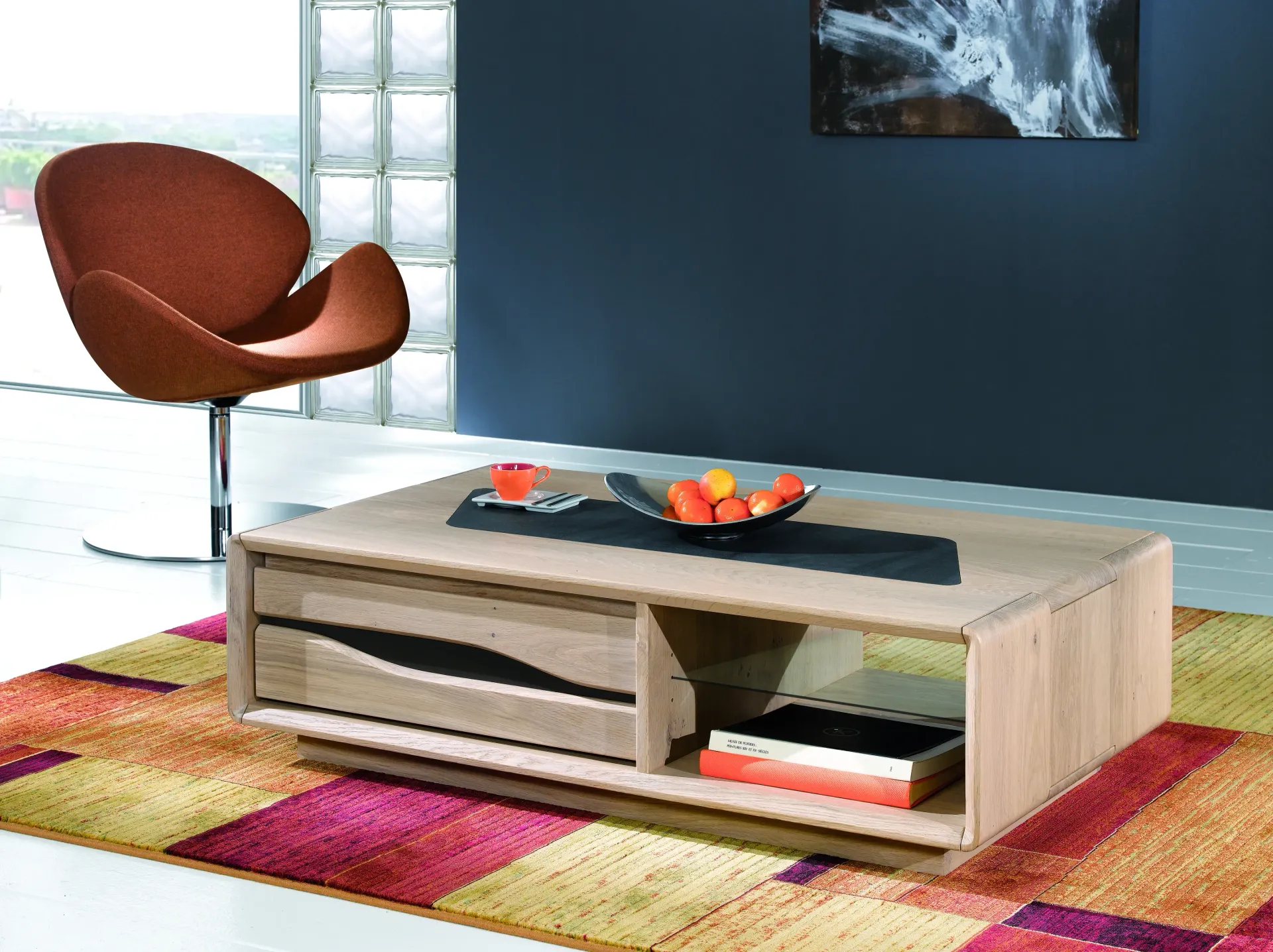 Table basse rectangulaire en bois et céramique Ceram Les Ateliers de Langres