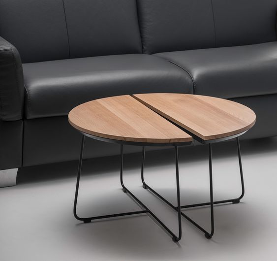 Table basse ronde bois métal Lado Rom