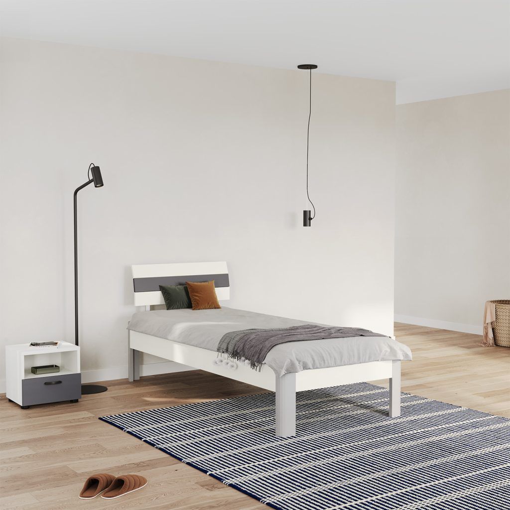 Cadre de lit  à pieds à barrettes haut + Tête de lit Window Omlin Au Logis Ameublements