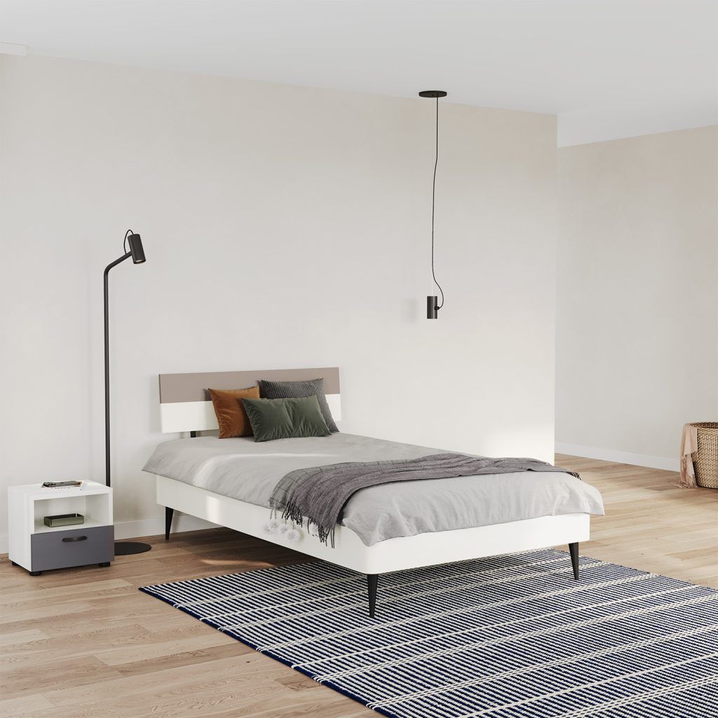 Cadre de lit avec pied noir conique Setup Omlin Au Logis Ameublements